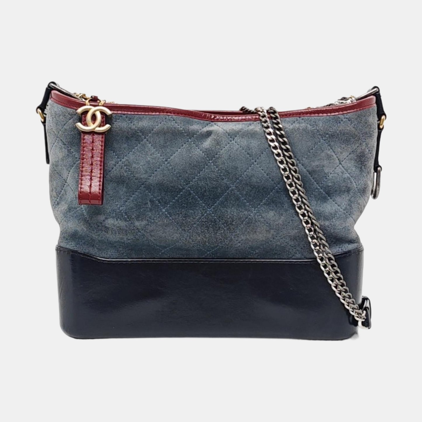 CHANEL GABRIELLE Medium Blue Suede Quilted Leather Hobo Shoulder Bag Crossbody Bag with Detachable Strap-(SKU)-961833804