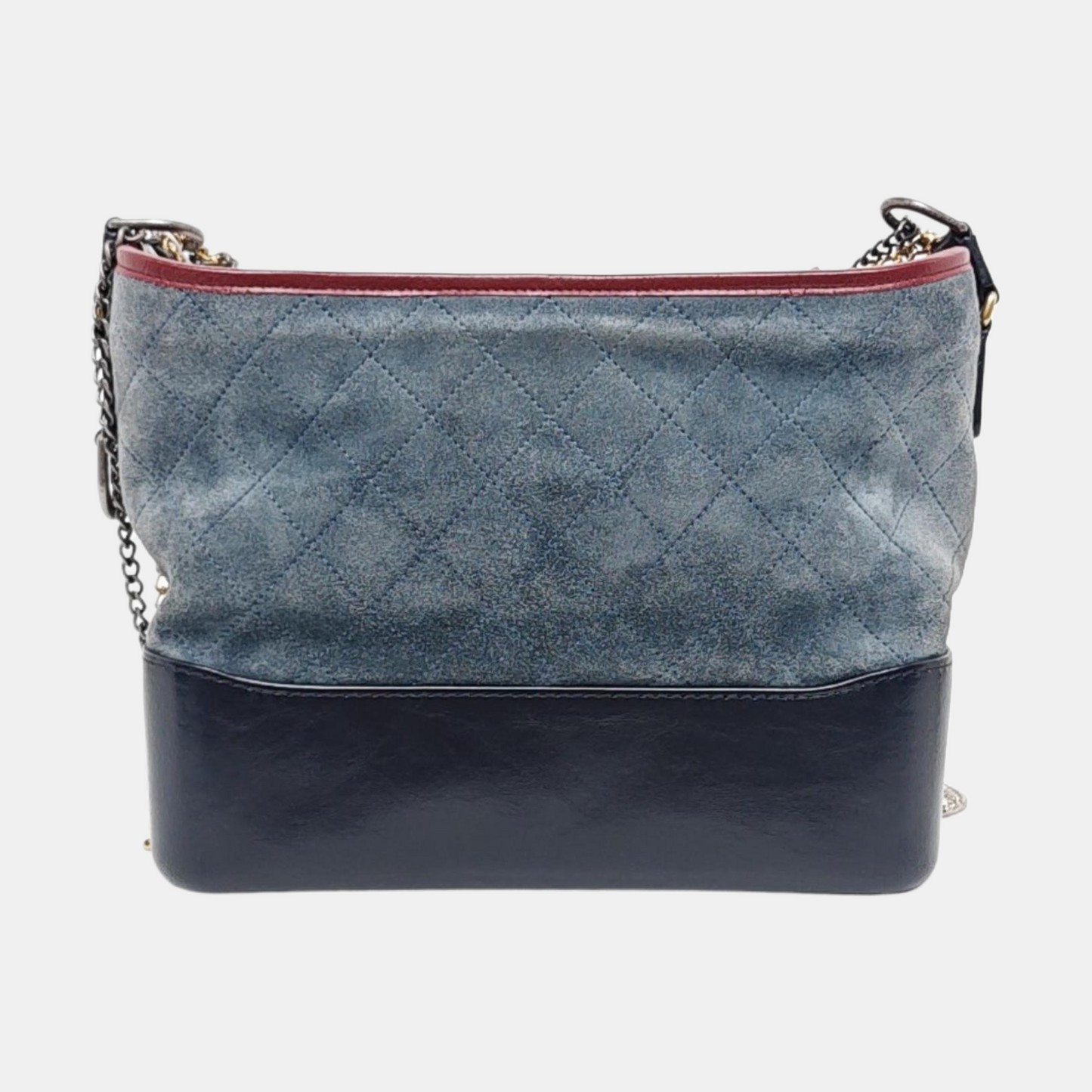 CHANEL GABRIELLE Medium Blue Suede Quilted Leather Hobo Shoulder Bag Crossbody Bag with Detachable Strap-(SKU)-961833804