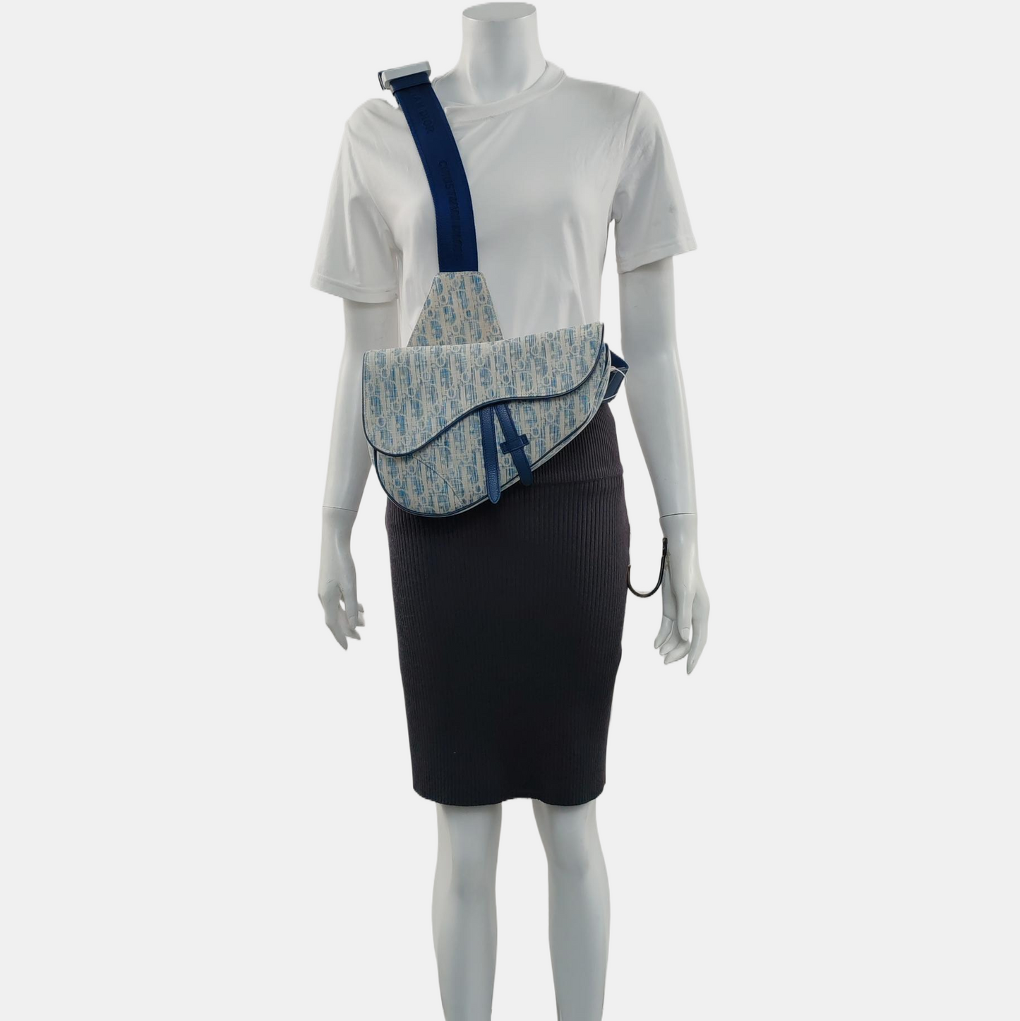 DIOR Saddle Medium Size Blue Fabric Saddle Bag Fanny Pack Crossbody Bag-(SKU)-962211429