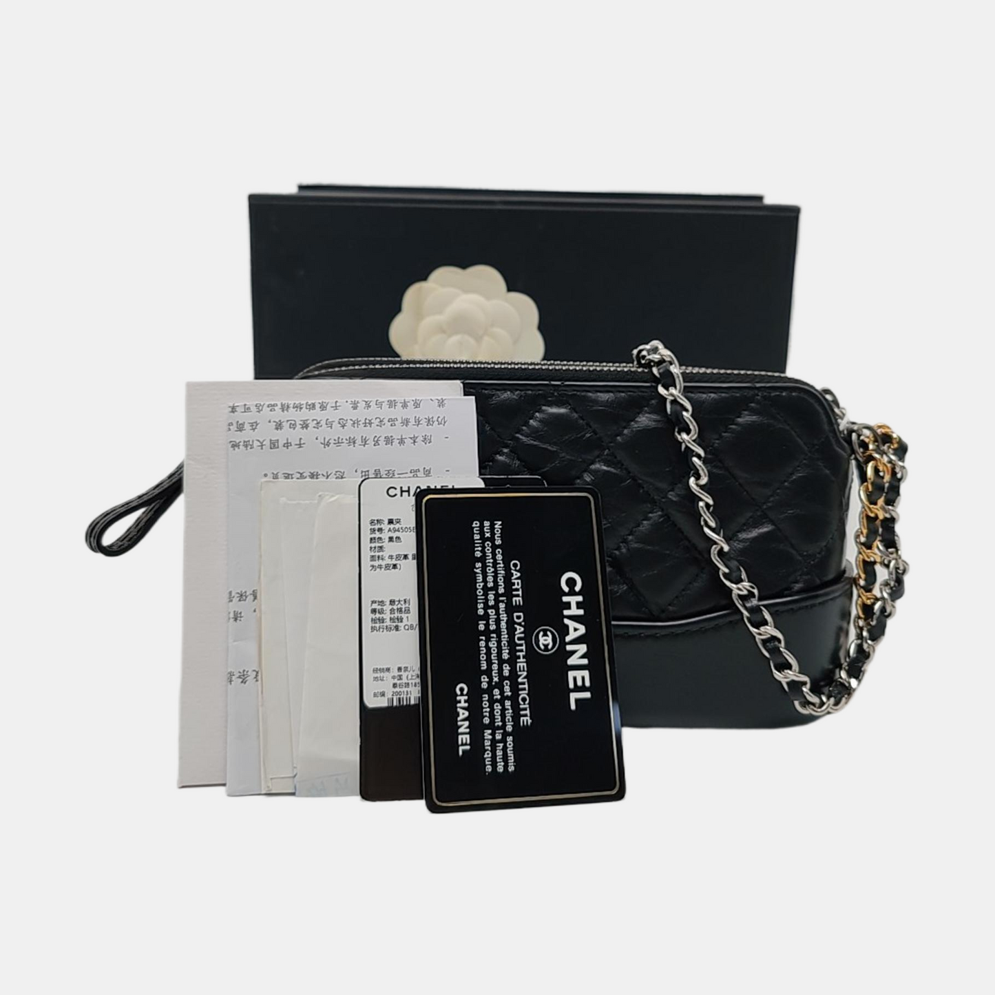 CHANEL GABRIELLE Mini size black leather quilted diamond single shoulder bag handbag golden silver hardware 29 opening detachable shoulder strap-(SKU)-962181191