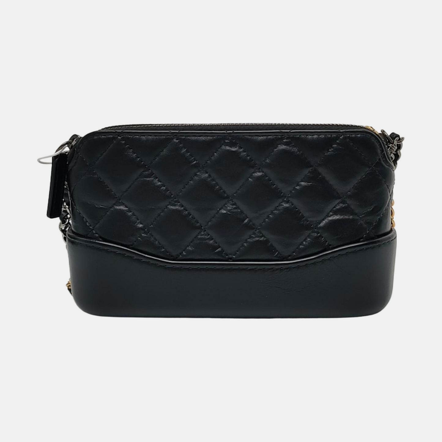 CHANEL GABRIELLE Mini size black leather quilted diamond single shoulder bag handbag golden silver hardware 29 opening detachable shoulder strap-(SKU)-962181191