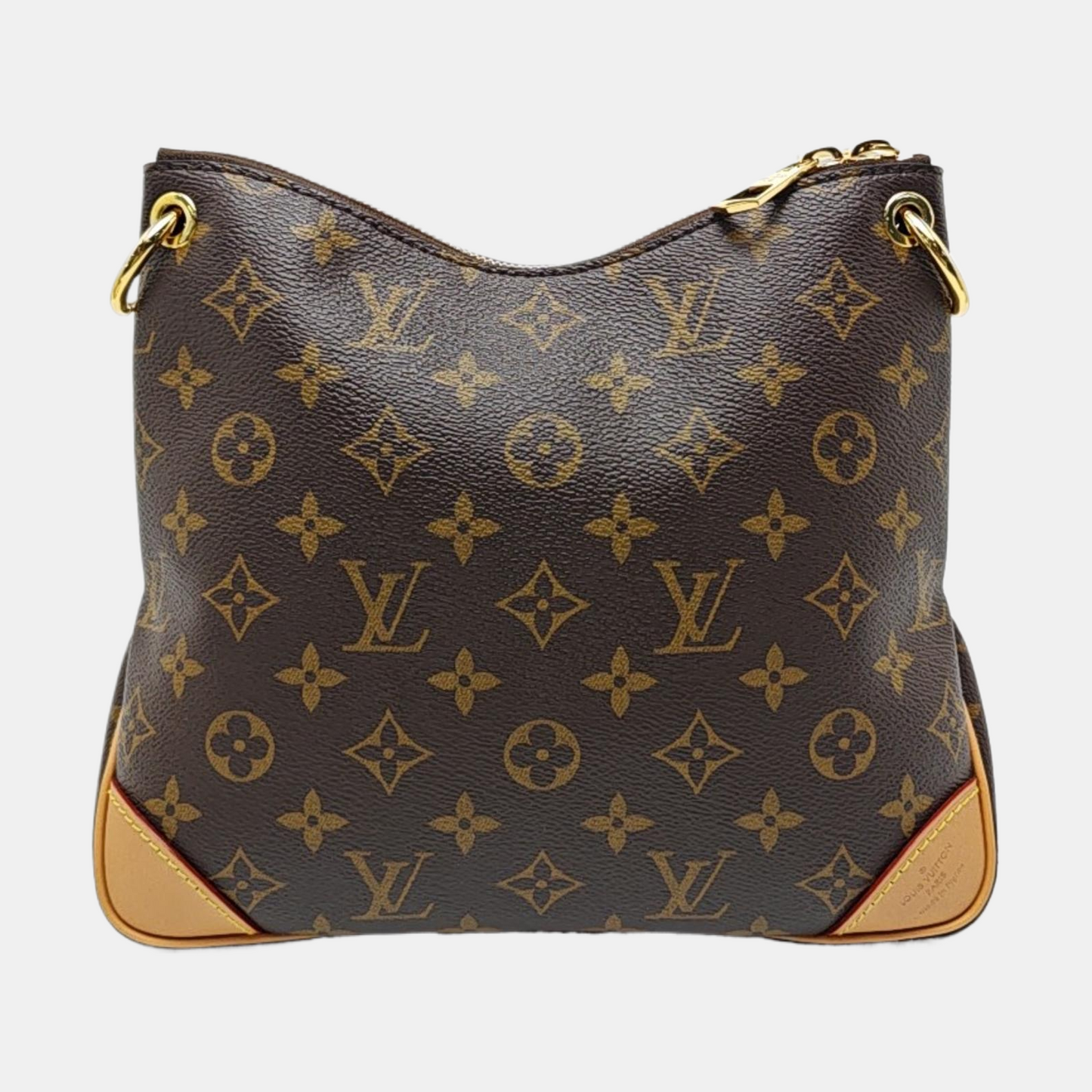 LOUIS VUITTON ODEON Small Brown Coated Canvas Monogram Crossbody Bag Shoulder Bag Gold Hardware Removable Strap-(SKU)-962155692