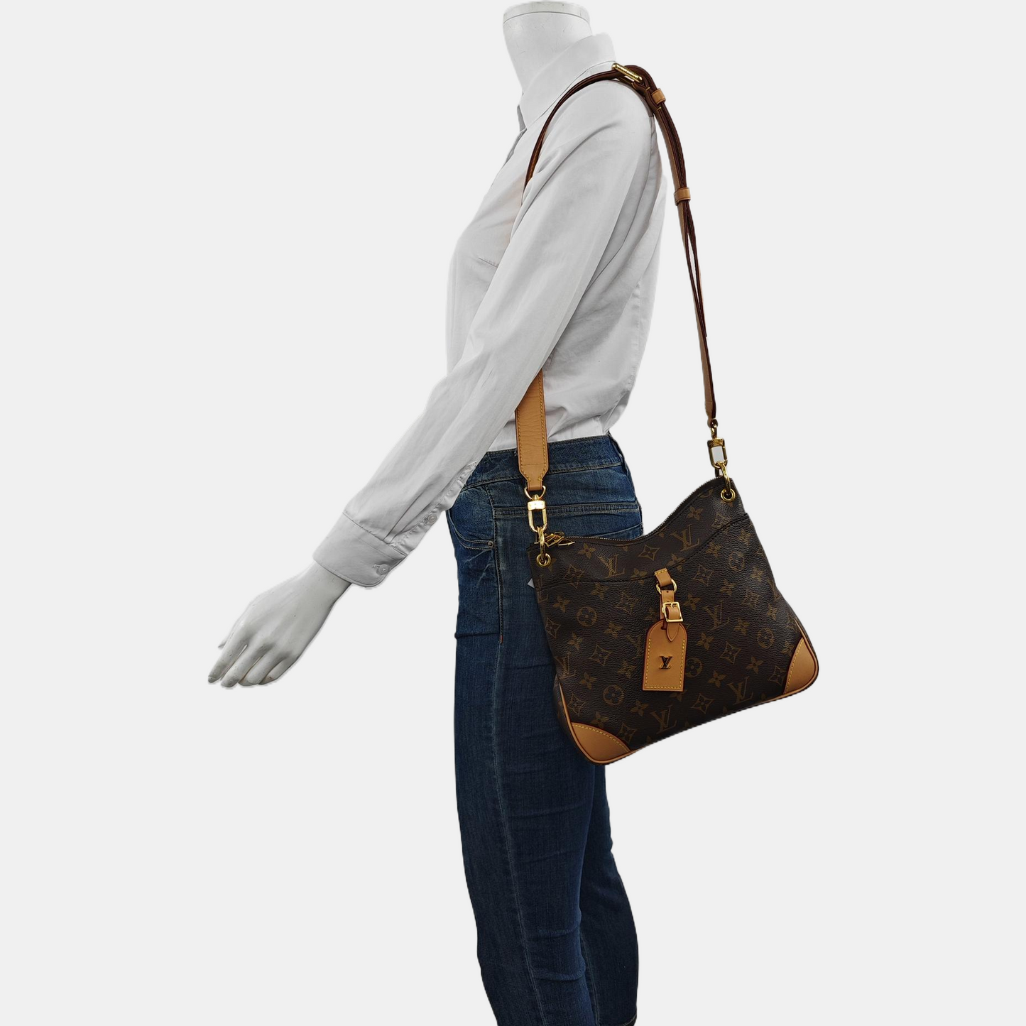 LOUIS VUITTON ODEON Small Brown Coated Canvas Monogram Crossbody Bag Shoulder Bag Gold Hardware Removable Strap-(SKU)-962155692