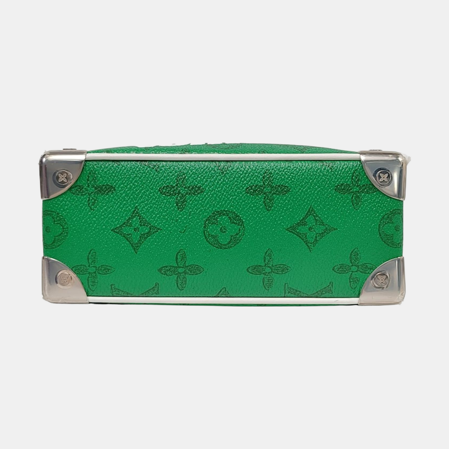 LOUIS VUITTON SOFT TRUNK Mini Green Coated Canvas Monogram Printed Crossbody Shoulder Bag Handbag with Silver Hardware-(SKU)-962207331