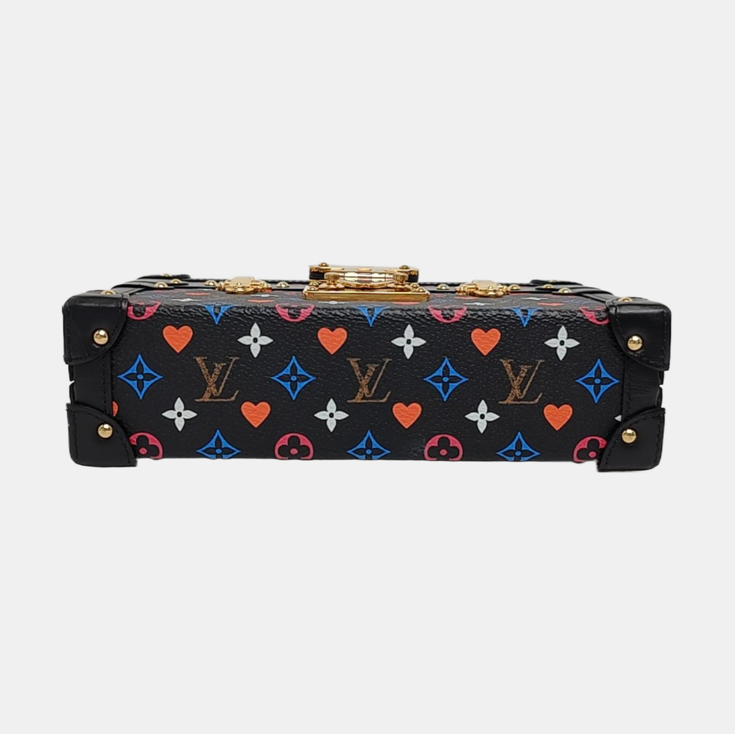 LOUIS VUITTON PETITE MALLE Black Coated Canvas Monogram Crossbody Shoulder Bag with Gold Hardware and Removable Shoulder Strap-(SKU)-962639746