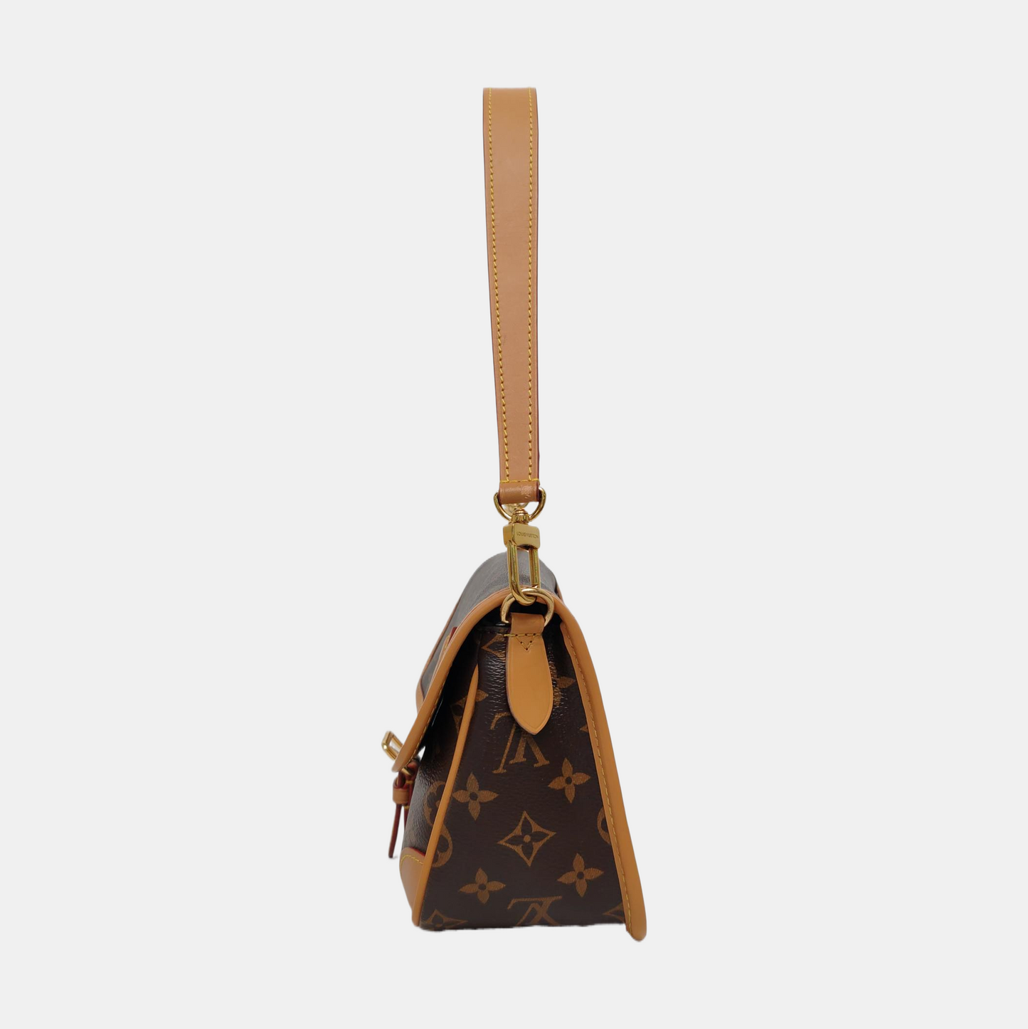 LOUIS VUITTON DIANE Medium Brown Coated Canvas Monogram Crossbody Bag Shoulder Bag Gold Hardware with 2 Detachable Straps-(SKU)-961056306