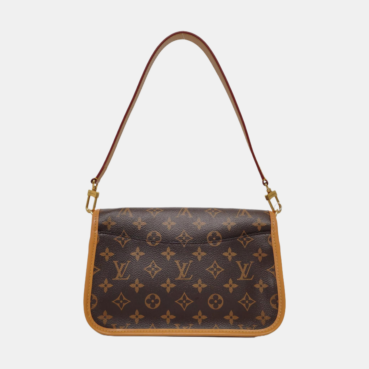 LOUIS VUITTON DIANE Medium Brown Coated Canvas Monogram Crossbody Bag Shoulder Bag Gold Hardware with 2 Detachable Straps-(SKU)-961056306