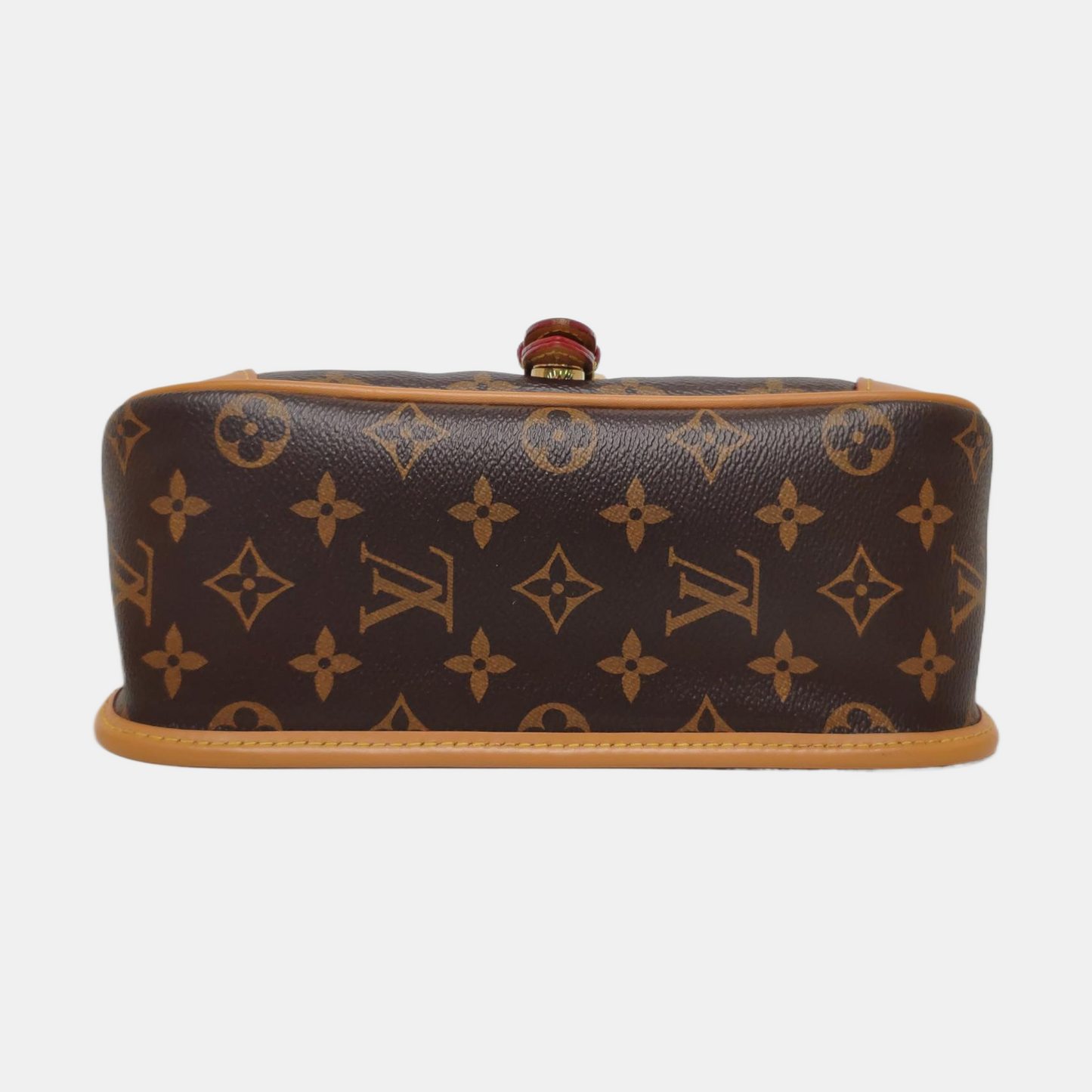 LOUIS VUITTON DIANE Medium Brown Coated Canvas Monogram Crossbody Bag Shoulder Bag Gold Hardware with 2 Detachable Straps-(SKU)-961056306