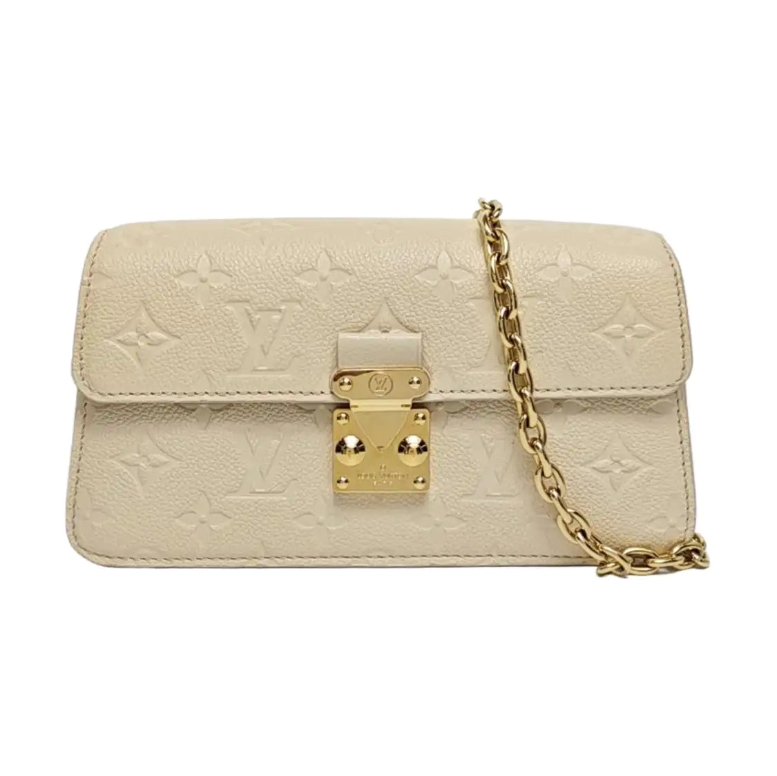 LOUIS VUITTON MÉTIS Beige Calfskin Monogram Embossed Shoulder Bag with Gold Hardware and Detachable Strap, Complete Accessories-(SKU)-962622859