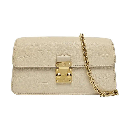 LOUIS VUITTON MÉTIS Beige Calfskin Monogram Embossed Shoulder Bag with Gold Hardware and Detachable Strap, Complete Accessories-(SKU)-962622859