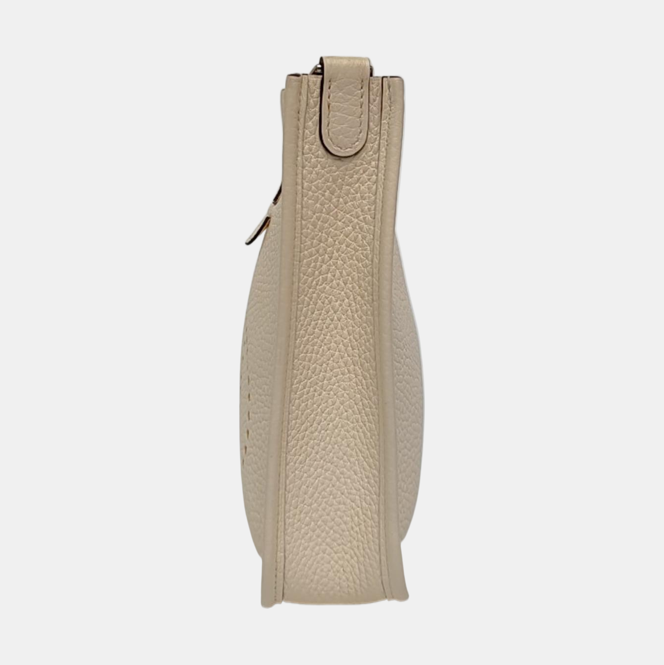 HERMÈS Evelyne TPM cream white Clemence leather perforated Evelyne crossbody bag shoulder bag removable shoulder strap-(SKU)-962616026