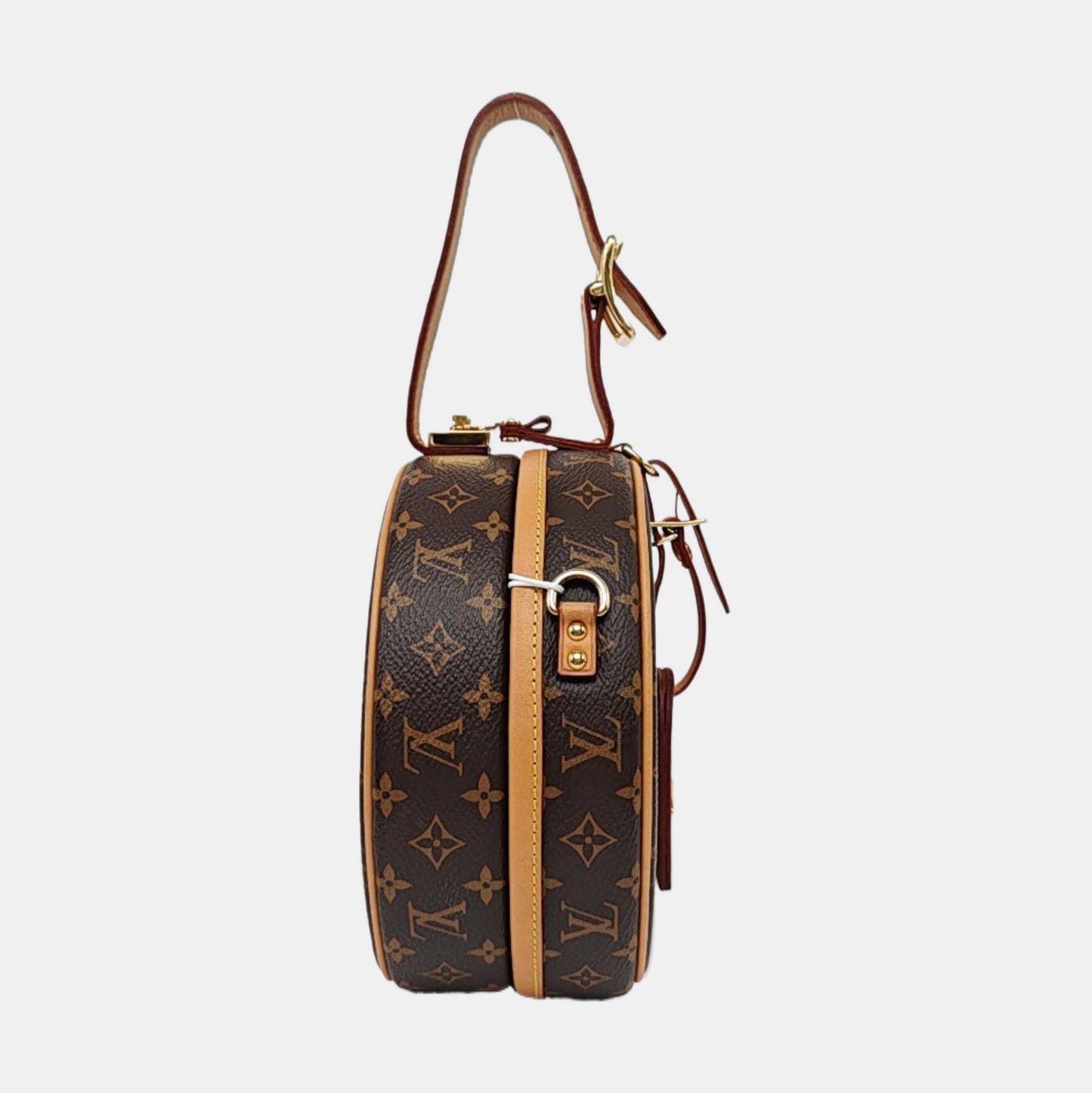 LOUIS VUITTON BOITE CHAPEAU Small Brown Coated Canvas Monogram Pattern Round Pie Bag Crossbody Bag Tote Bag Single Shoulder Bag Golden Hardware Removable Strap-(SKU)-962025243