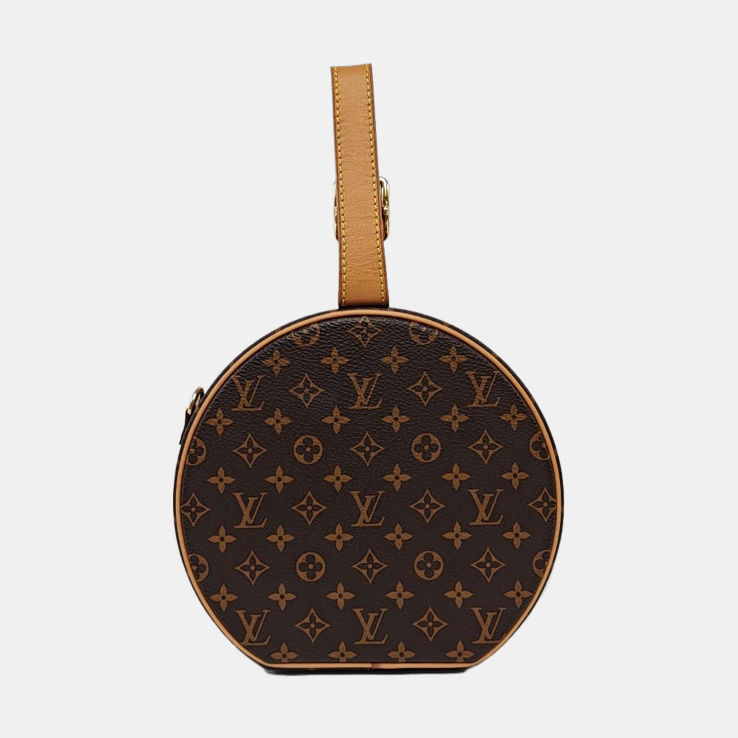 LOUIS VUITTON BOITE CHAPEAU Small Brown Coated Canvas Monogram Pattern Round Pie Bag Crossbody Bag Tote Bag Single Shoulder Bag Golden Hardware Removable Strap-(SKU)-962025243