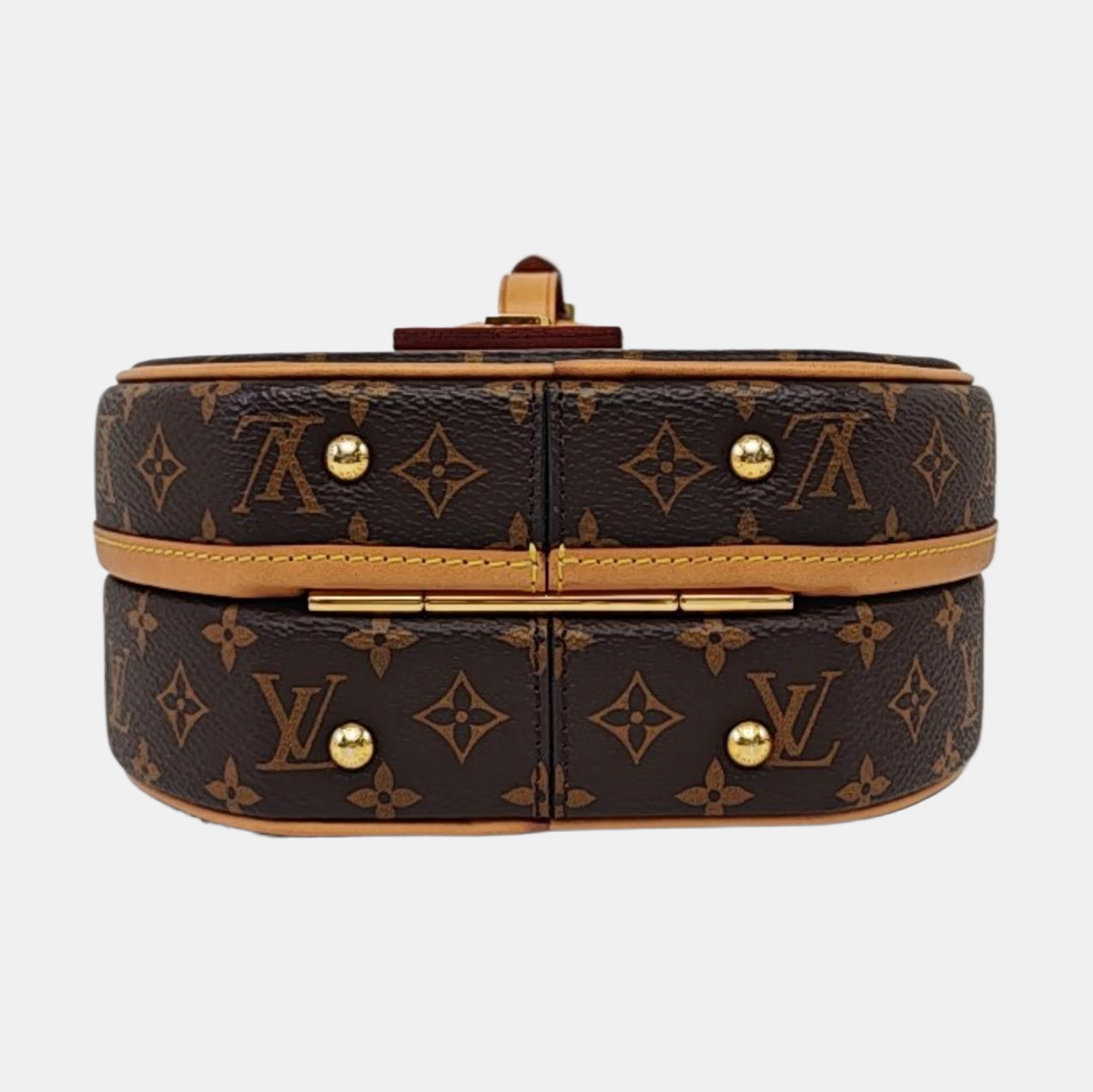 LOUIS VUITTON BOITE CHAPEAU Small Brown Coated Canvas Monogram Pattern Round Pie Bag Crossbody Bag Tote Bag Single Shoulder Bag Golden Hardware Removable Strap-(SKU)-962025243