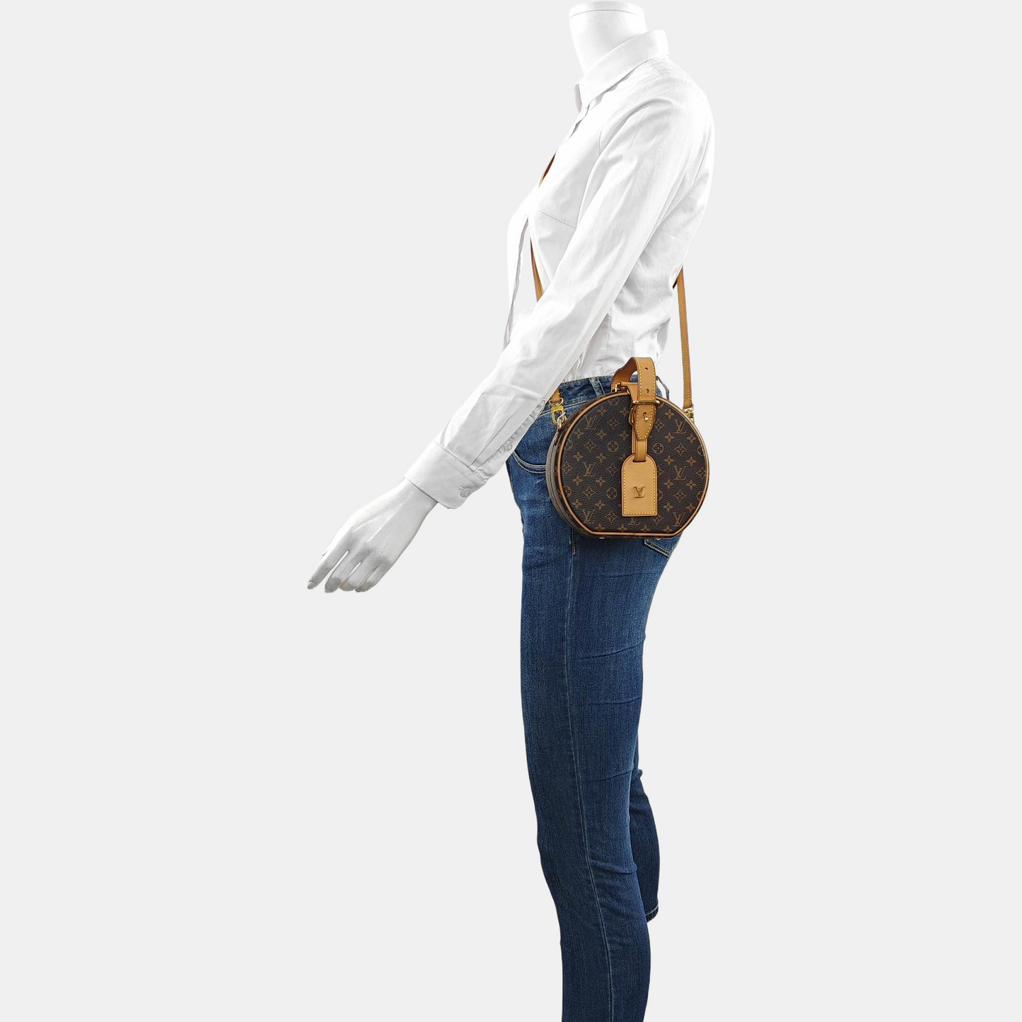 LOUIS VUITTON BOITE CHAPEAU Small Brown Coated Canvas Monogram Pattern Round Pie Bag Crossbody Bag Tote Bag Single Shoulder Bag Golden Hardware Removable Strap-(SKU)-962025243