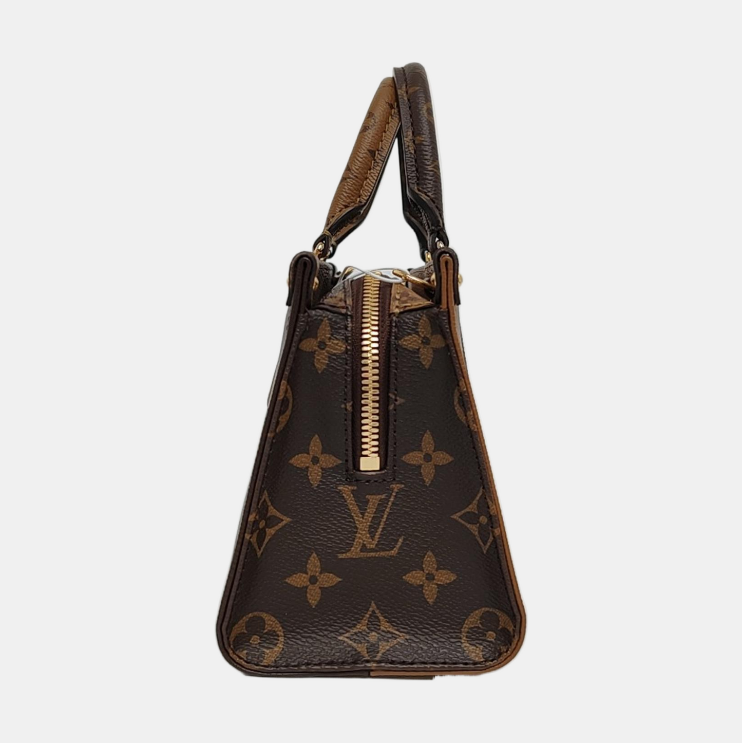 LOUIS VUITTON ONTHEGO EAST WEST Brown Coated Canvas Monogram Pattern Crossbody Bag Single Shoulder Bag Tote Bag Golden Hardware Removable Strap-(SKU)-956871648