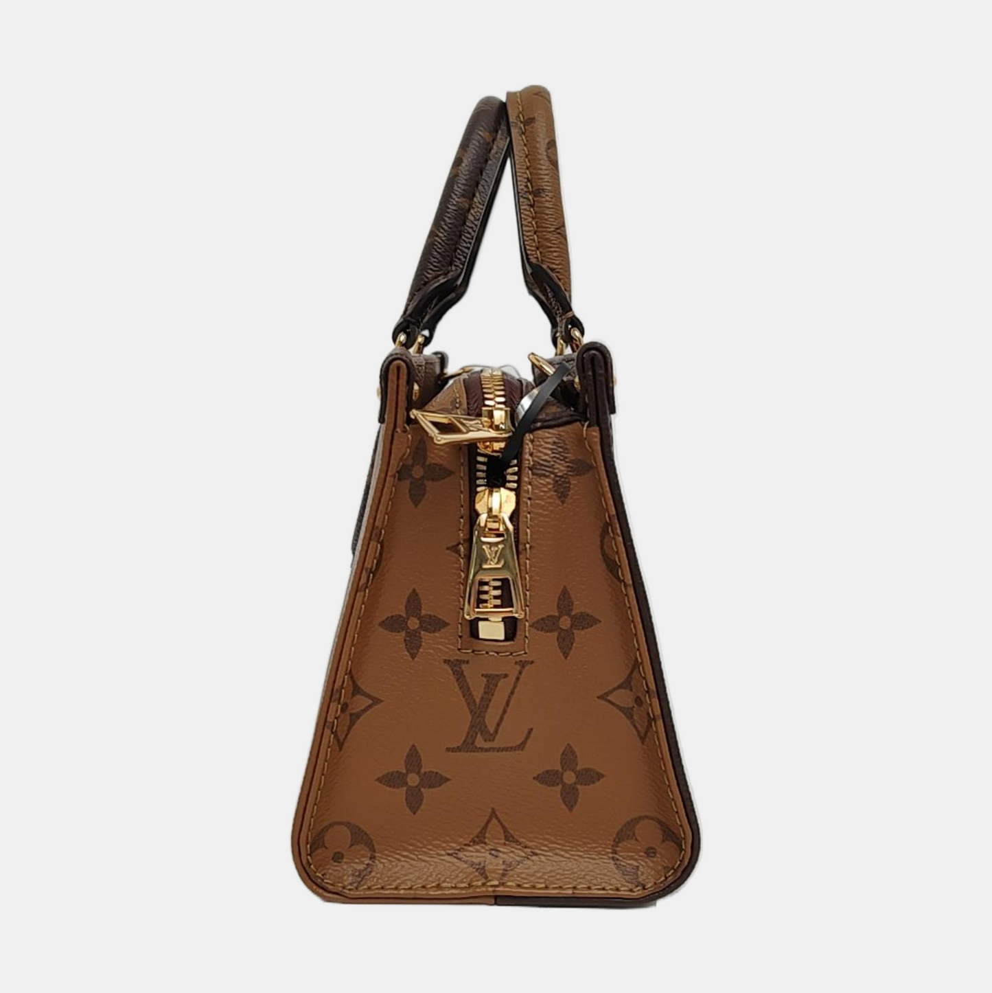 LOUIS VUITTON ONTHEGO EAST WEST Brown Coated Canvas Monogram Pattern Crossbody Bag Single Shoulder Bag Tote Bag Golden Hardware Removable Strap-(SKU)-956871648