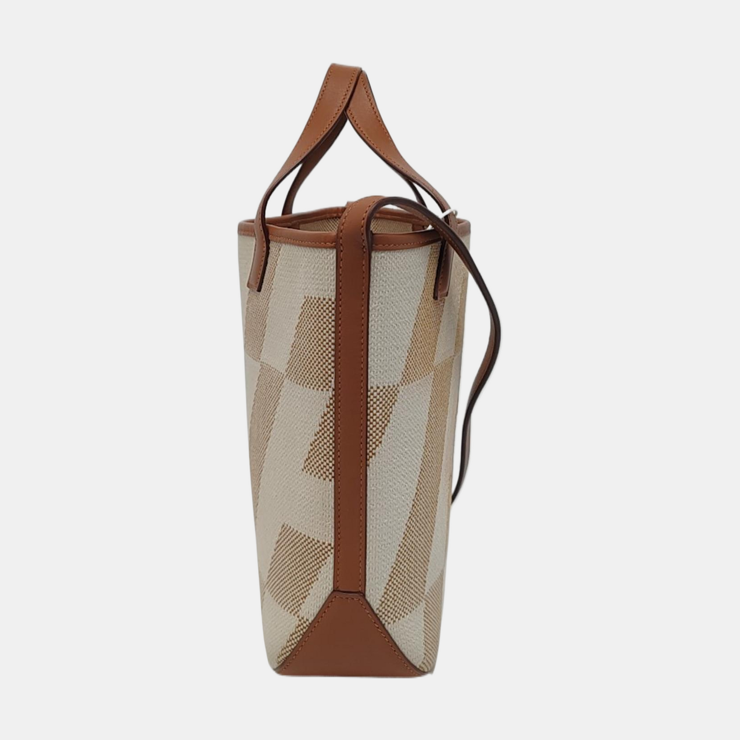 HERMÈS Cabas H En Biais 25 Glacier White Canvas Monogram Crossbody Shoulder Bag with Gold Hardware, Z-(SKU)-962766902