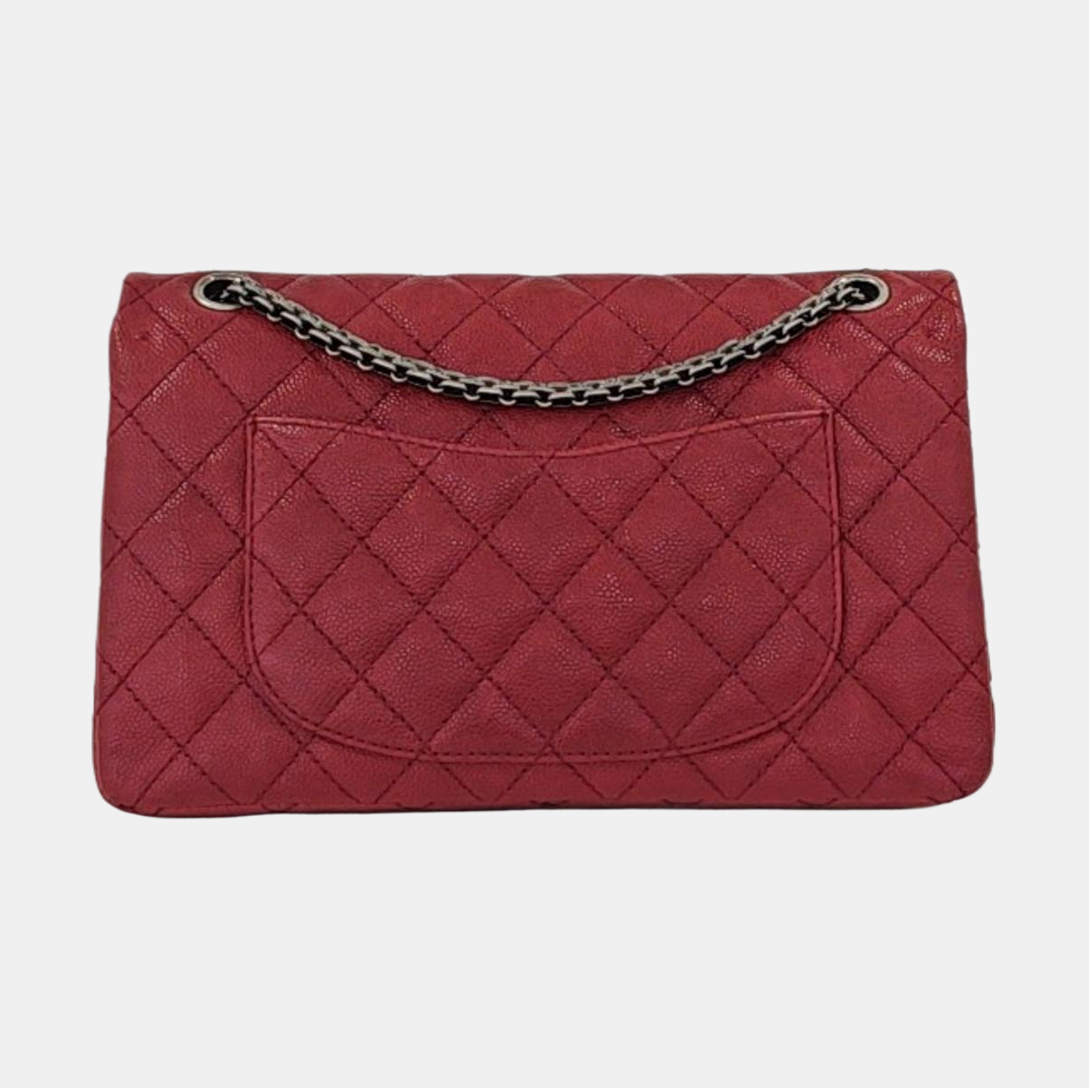 CHANEL 2.55 Large Size Fuchsia Color Pebbled Leather Quilted Crossbody Shoulder Bag with Palladium Hardware, 14 openings-(SKU)-962931310