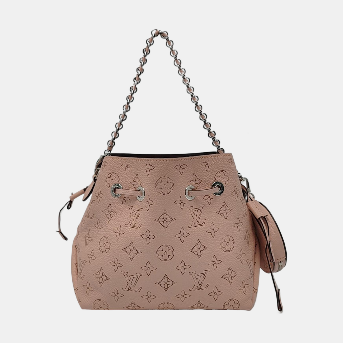 LOUIS VUITTON BELLA Pink Calfskin Monogram Woven Shoulder Bag Tote Crossbody Bag with Detachable Strap and Two Pouches-(SKU)-963123762