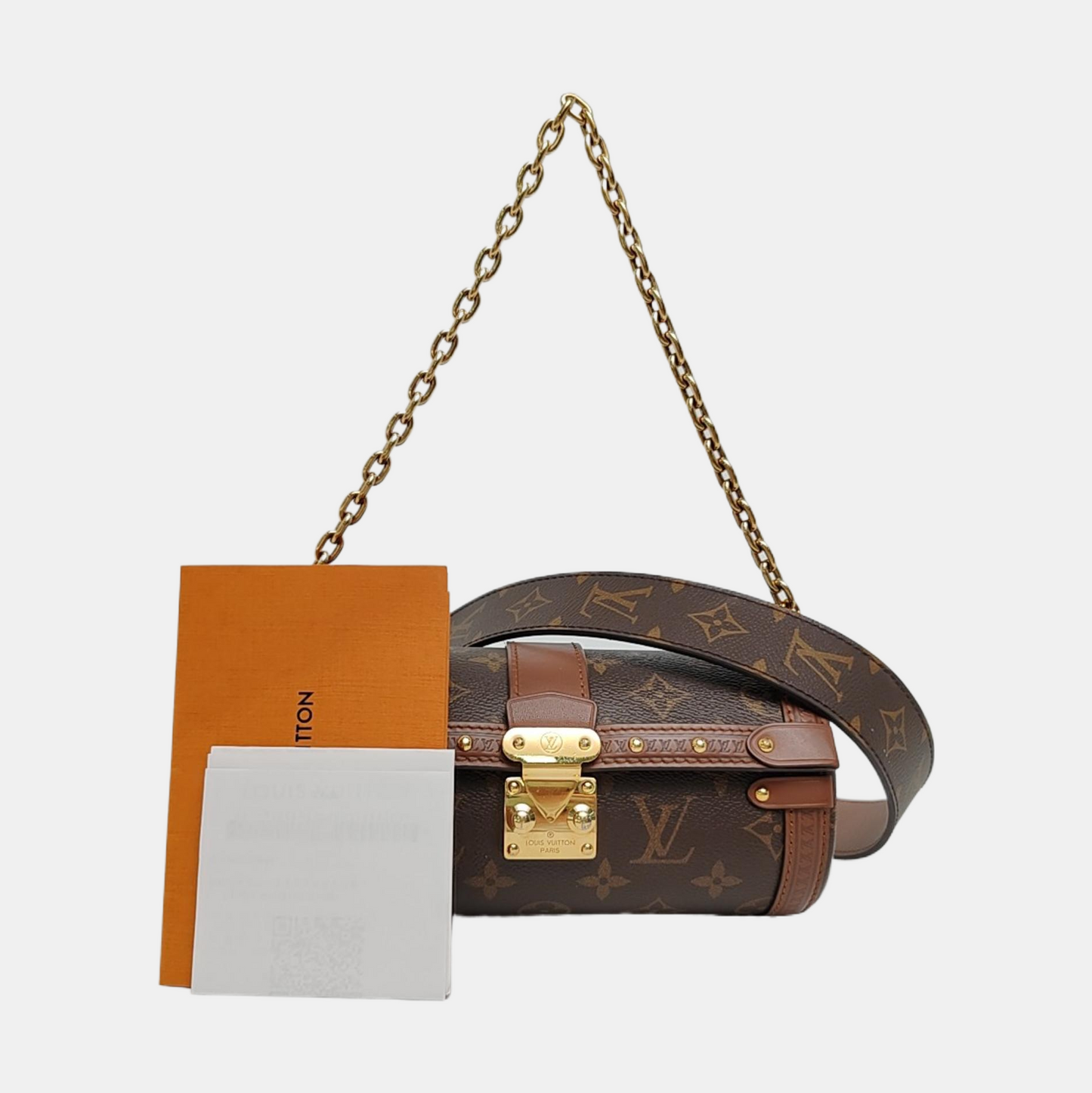LOUIS VUITTON PAPILLON 19 Brown Coated Canvas Monogram Rivet Babylone Crossbody Bag Handbag Shoulder Bag Gold Hardware 2 Removable Straps-(SKU)-962788033