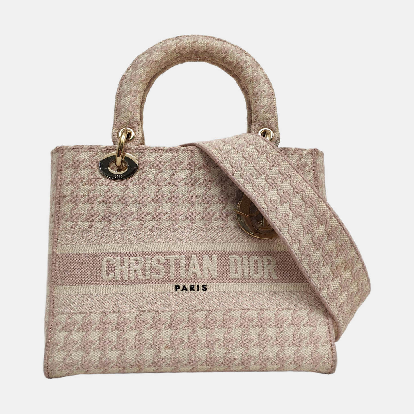 DIOR Lady D-Lite Medium Multicolor Fabric Embroidered Shoulder Bag Tote Bag Crossbody Bag Gold Hardware Removable Strap-(SKU)-963229512