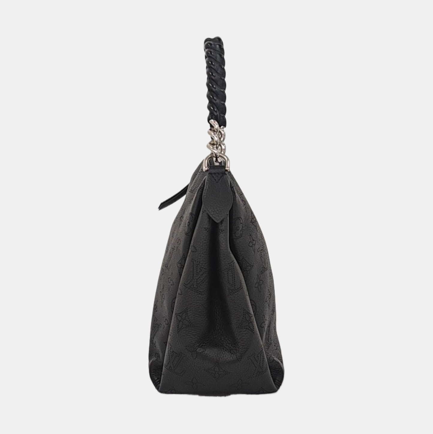LOUIS VUITTON BABYLONE BB Black Calfskin Monogram Braided Shoulder Bag Tote Bag Silver Hardware Removable Strap-(SKU)-963487874