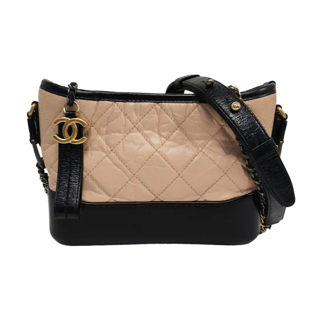 CHANEL GABRIELLE Small Beige Calfskin Quilted Crossbody Shoulder Bag Detachable Strap-(SKU)-962443270