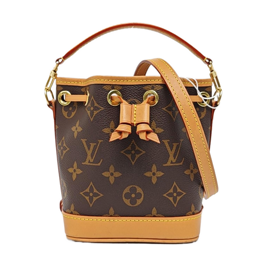 LOUIS VUITTON NOÉ Nano Brown Coated Canvas Monogram Vernis Bucket Bag Shoulder Bag Crossbody Handbag with 2 Detachable Straps-(SKU)-963381502