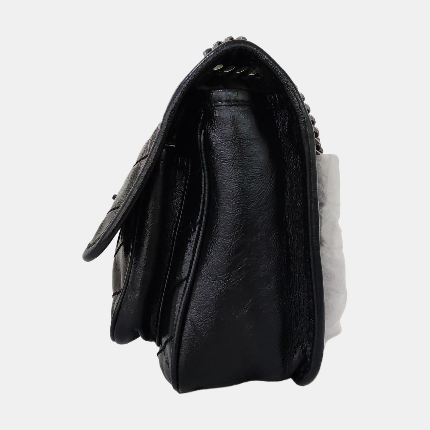 YSL NIKI Mini Black Leather Quilted V-Shape Shoulder Bag with Black Ruthenium Hardware-(SKU)-963404190