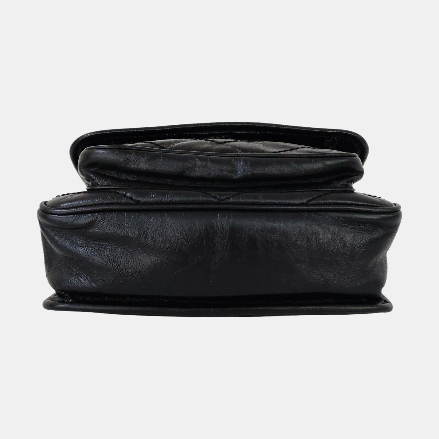 YSL NIKI Mini Black Leather Quilted V-Shape Shoulder Bag with Black Ruthenium Hardware-(SKU)-963404190