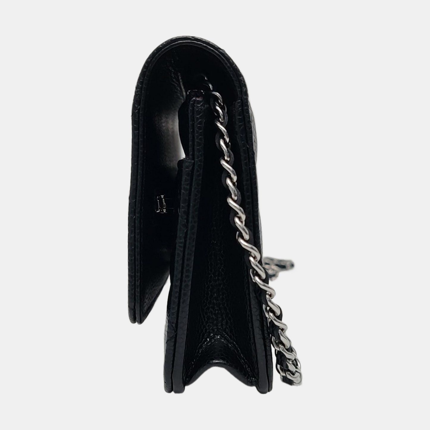 CHANEL WOC Black Caviar Leather Quilted Crossbody Shoulder Bag with Silver Hardware-(SKU)-963482245