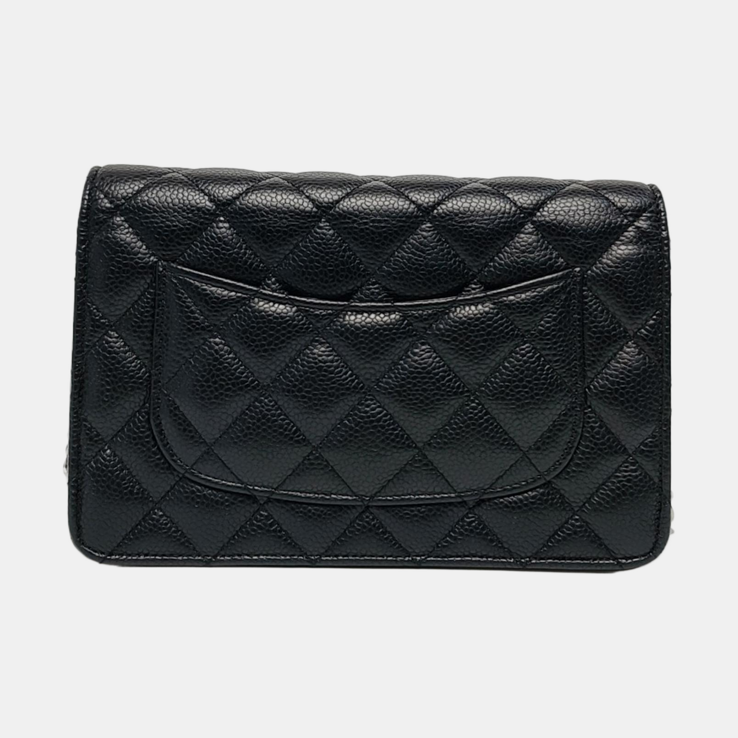CHANEL WOC Black Caviar Leather Quilted Crossbody Shoulder Bag with Silver Hardware-(SKU)-963482245