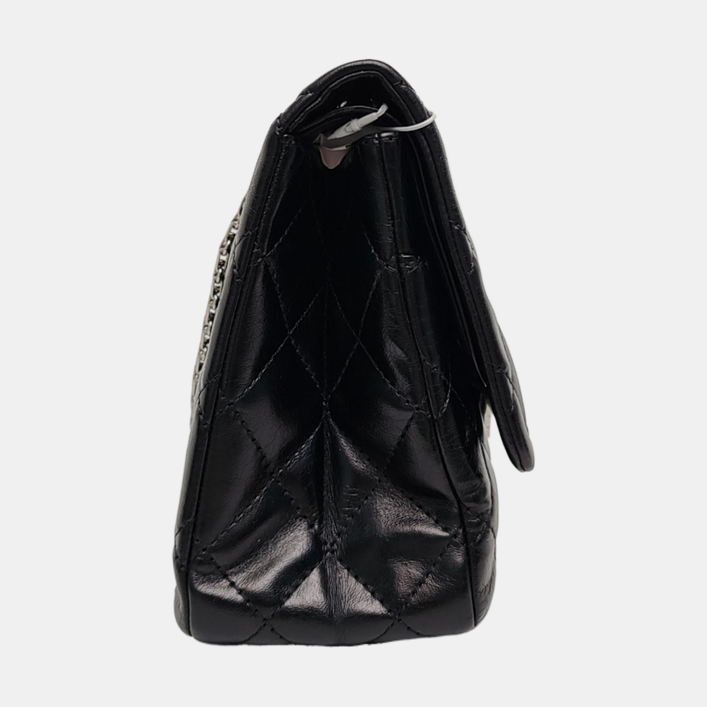 CHANEL 2.55 Maxi Super Large Black Lamb Leather Quilted Single Shoulder Bag Tote Bag Palladium Hardware 14 Clasp-(SKU)-963460572
