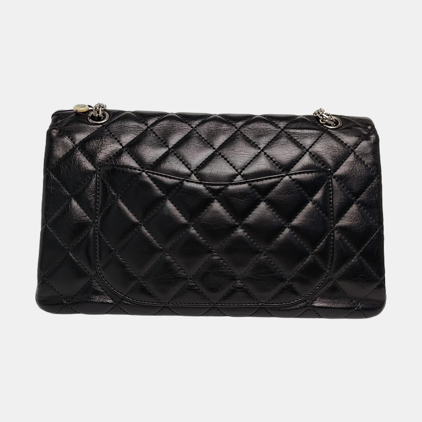 CHANEL 2.55 Maxi Super Large Black Lamb Leather Quilted Single Shoulder Bag Tote Bag Palladium Hardware 14 Clasp-(SKU)-963460572