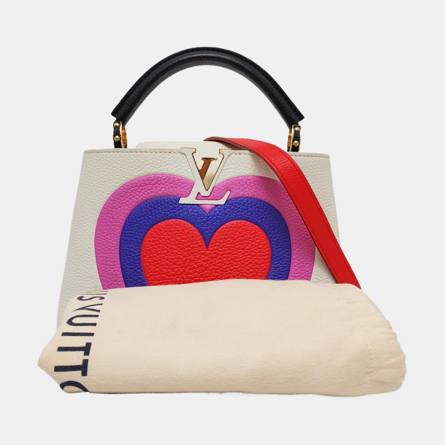 LOUIS VUITTON CAPUCINES BB White Calfskin Shoulder Bag, Handbag, Crossbody Bag with Detachable Strap-(SKU)-963553320
