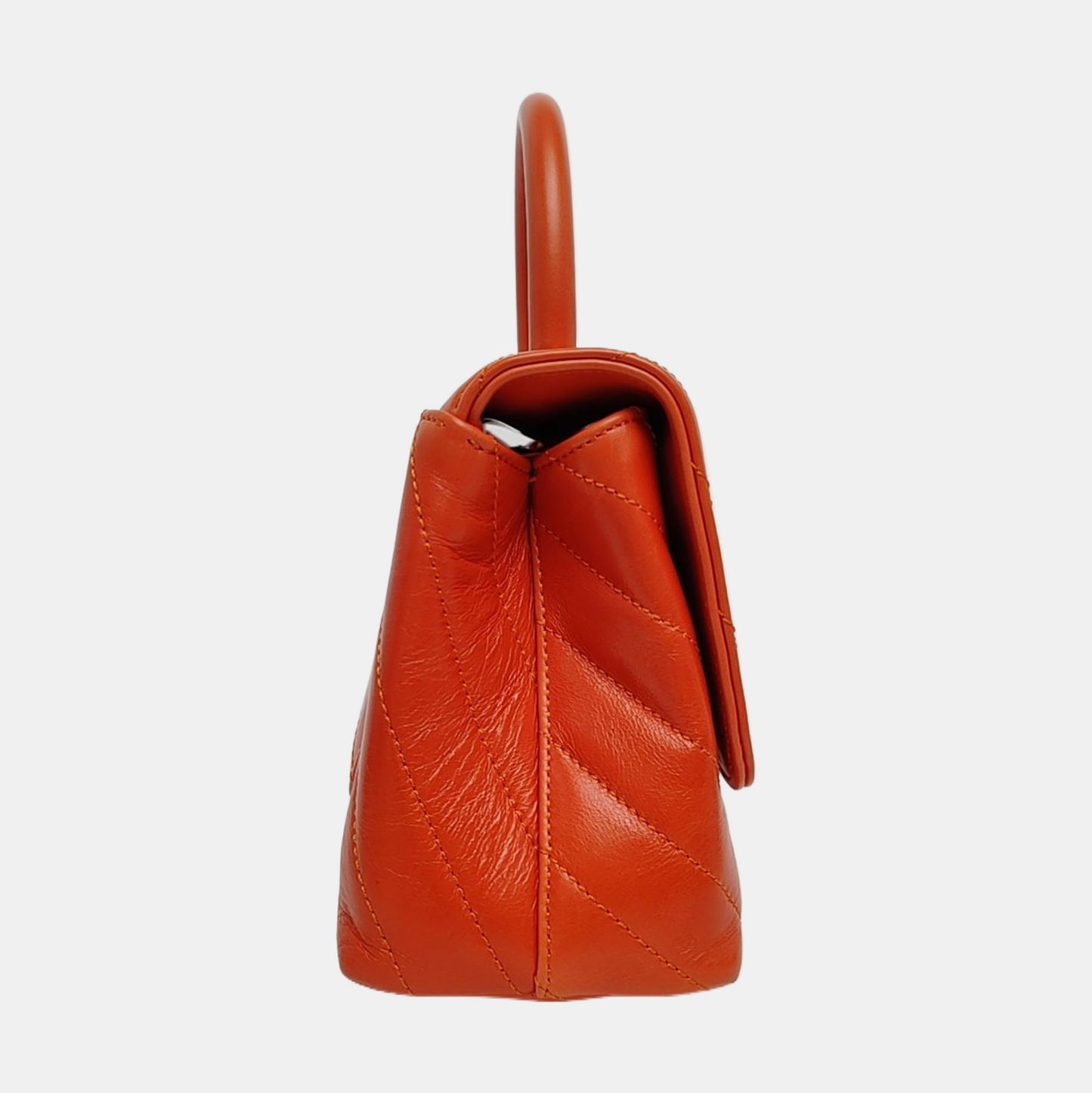 CHANEL COCO HANDLE Orange Calfskin Quilted V-Shape Bag with Golden Hardware, 24K, Detachable Strap-(SKU)-963432693