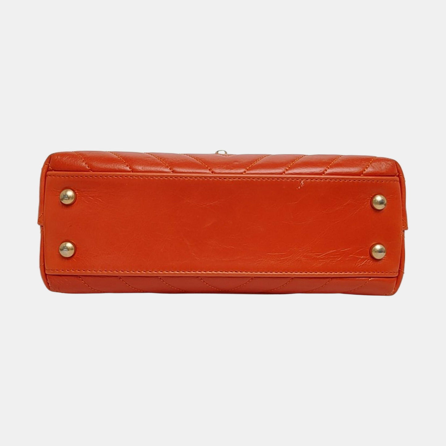 CHANEL COCO HANDLE Orange Calfskin Quilted V-Shape Bag with Golden Hardware, 24K, Detachable Strap-(SKU)-963432693