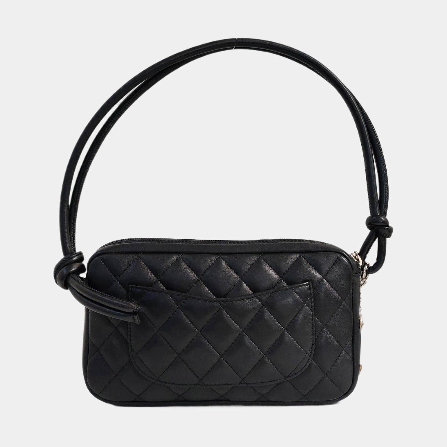 CHANEL CAMBON Small Black Calfskin Quilted Handbag Single Shoulder Bag Handbag Silver Hardware 10 Clasp-(SKU)-963757249