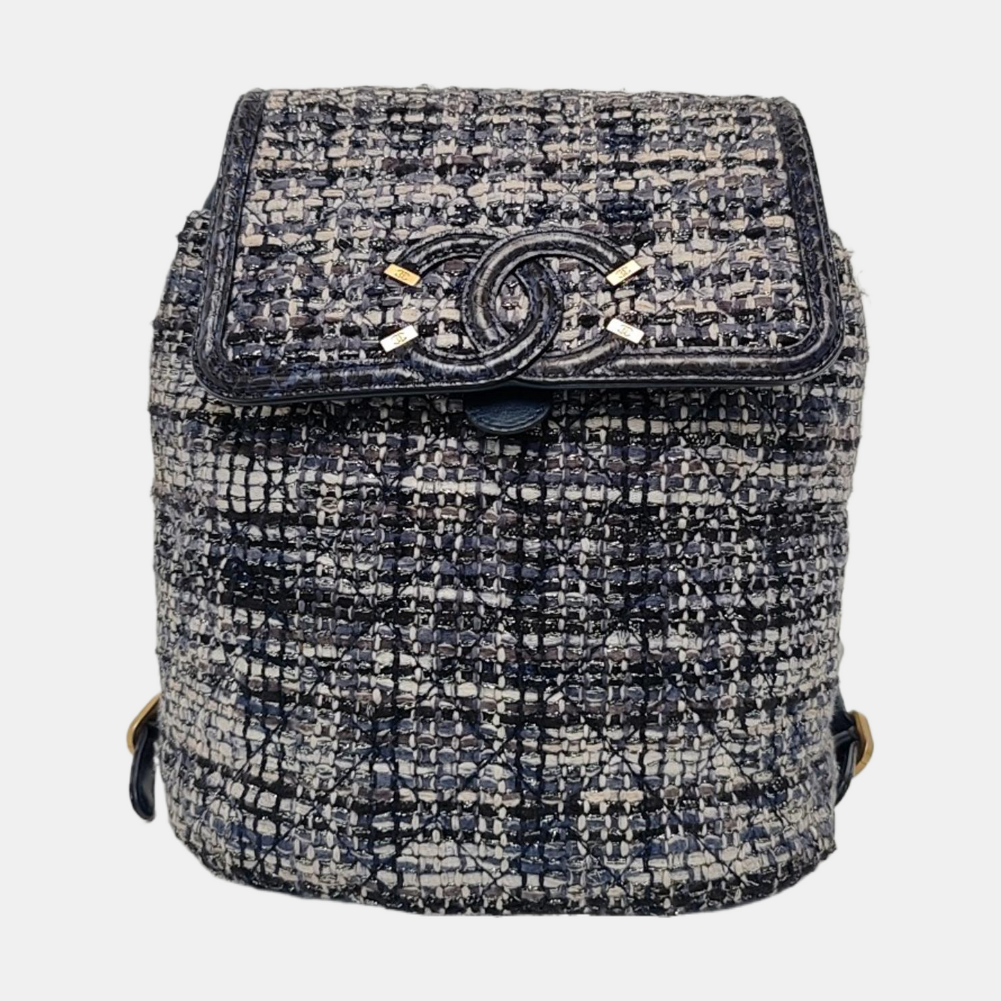 CHANEL URBAN SPIRIT Deep Blue Wool Quilted Backpack with Golden Hardware-(SKU)-963671463