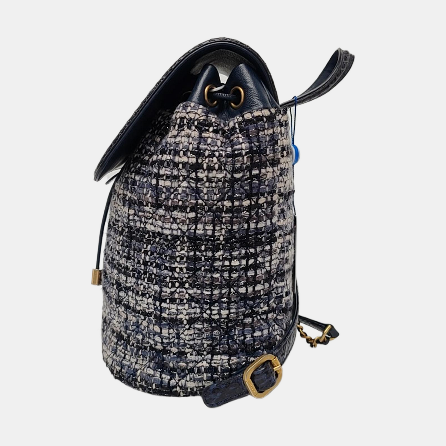 CHANEL URBAN SPIRIT Deep Blue Wool Quilted Backpack with Golden Hardware-(SKU)-963671463