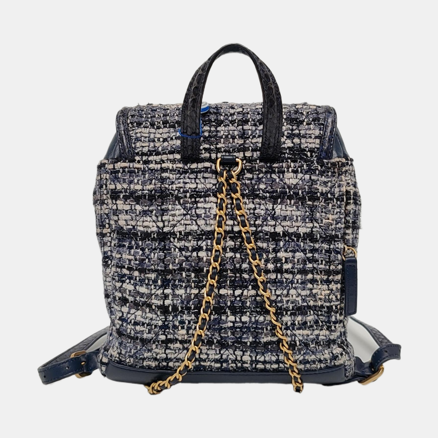 CHANEL URBAN SPIRIT Deep Blue Wool Quilted Backpack with Golden Hardware-(SKU)-963671463