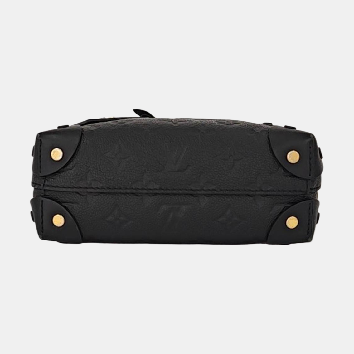 LOUIS VUITTON PETITE MALLE Black Calfskin Monogram Embossed Single Shoulder Bag Tote Bag Gold Hardware Removable Strap-(SKU)-934939114