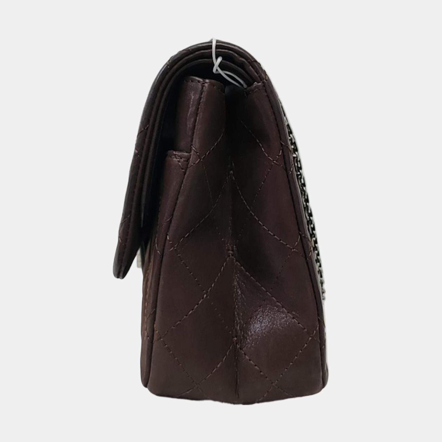 CHANEL 2.55 Maxi Super Large Dark Brown Calfskin Quilted Matelassé Shoulder Bag Crossbody Bag Rutenium Hardware 14 Clasp-(SKU)-963671431
