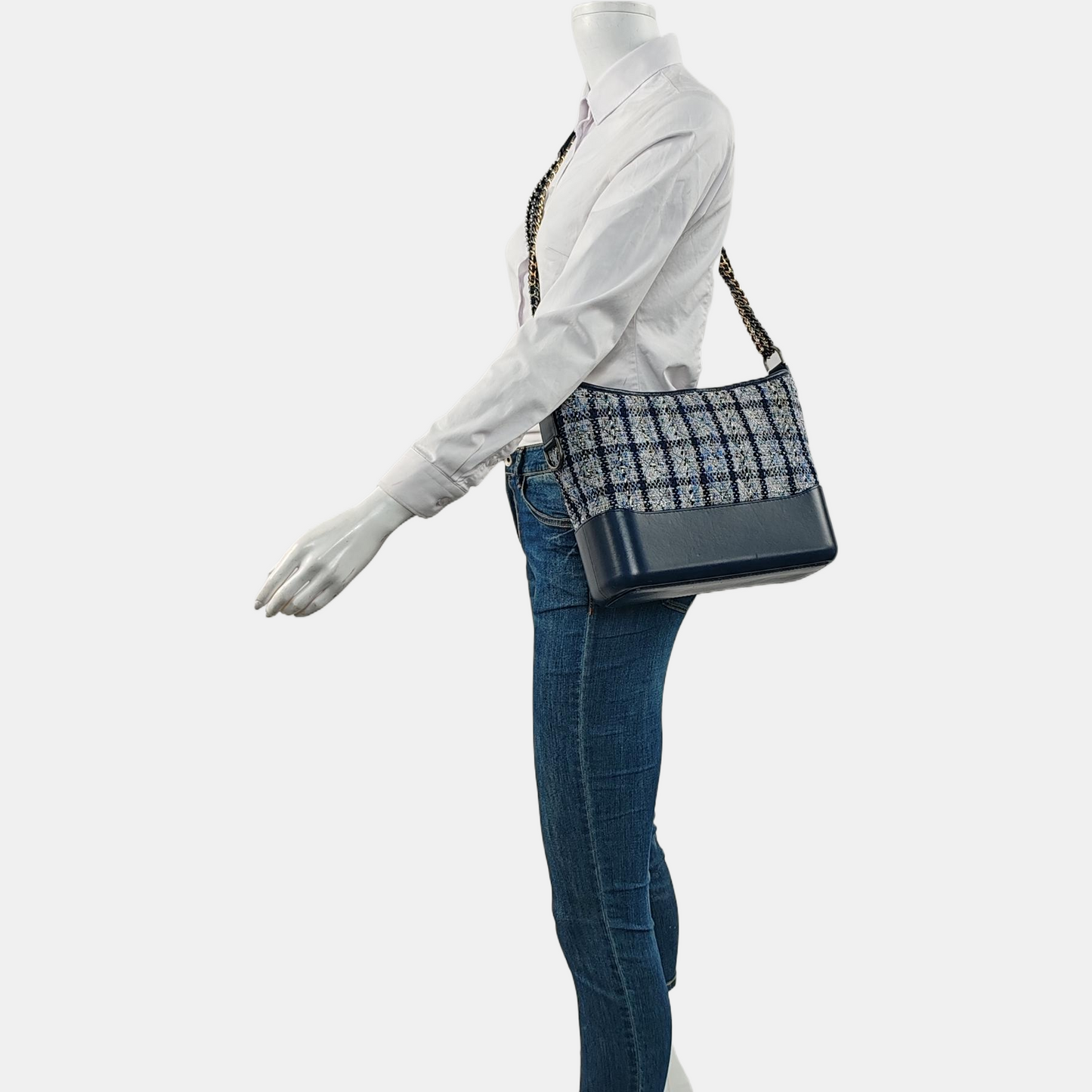 CHANEL GABRIELLE Medium Multicolor Wool Quilted Pattern Gabby Bag Crossbody Shoulder Bag Sling Bag Gold Silver Ruthenium Hardware 26 Clasp Removable Strap-(SKU)-963901852