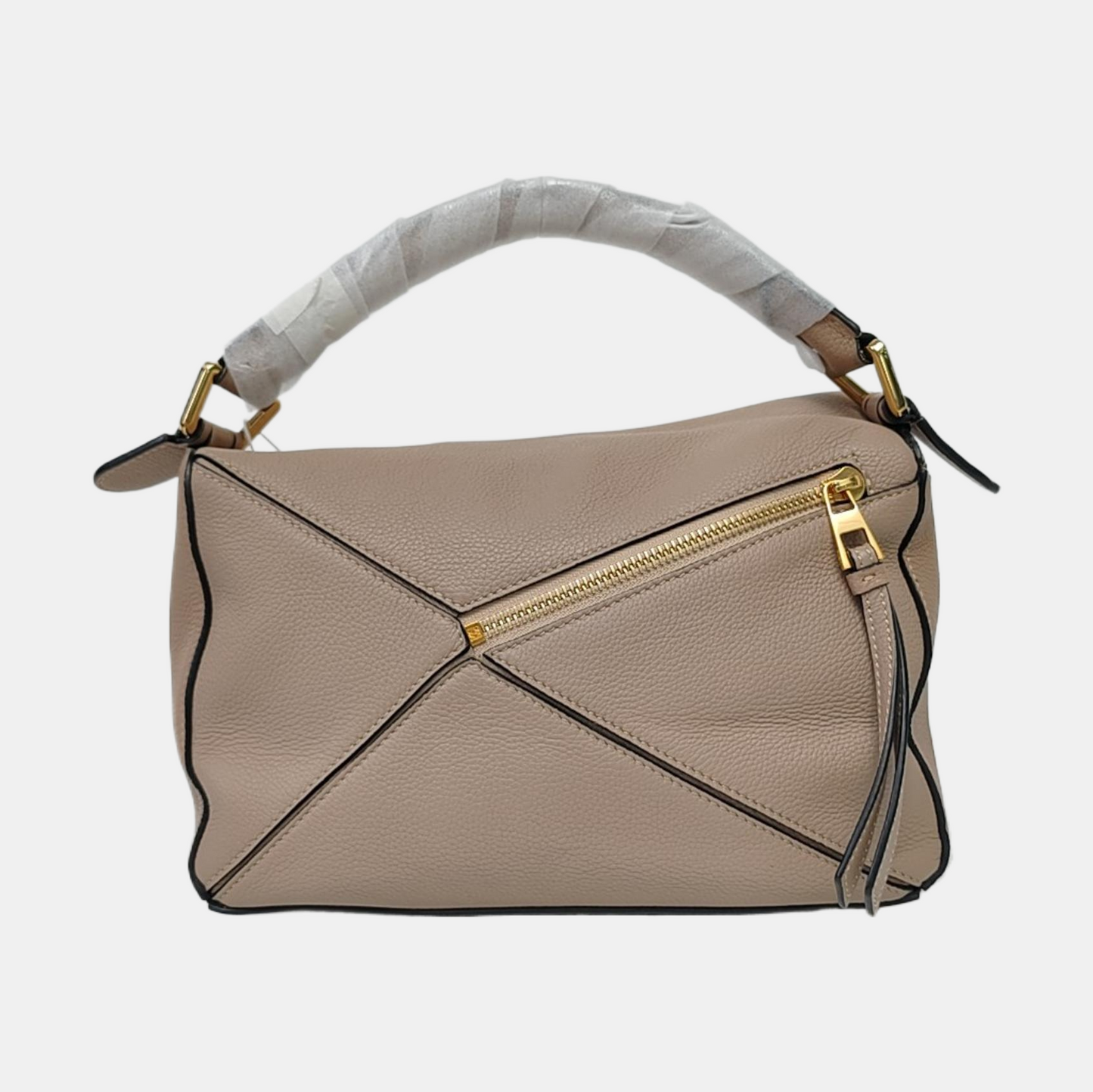 LOEWE Puzzle Small Khaki Calfskin Geometric Bag Crossbody Shoulder Bag with Detachable Strap and Golden Hardware-(SKU)-964095493