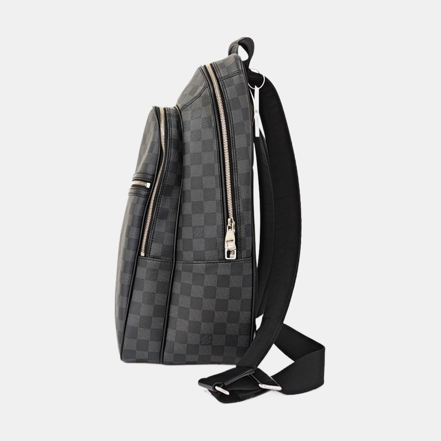 LOUIS VUITTON MICHAEL Gray Coated Canvas Checkered Backpack with Silver Hardware-(SKU)-963900822