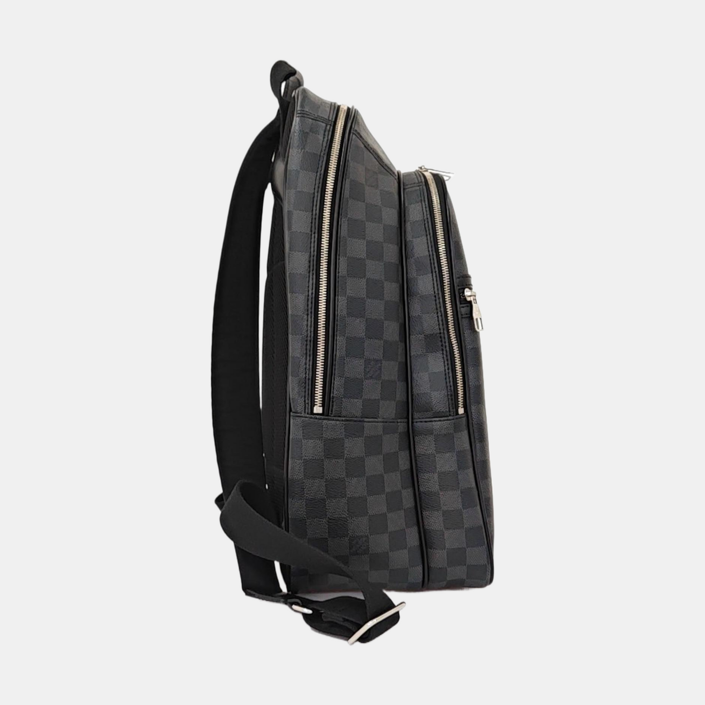 LOUIS VUITTON MICHAEL Gray Coated Canvas Checkered Backpack with Silver Hardware-(SKU)-963900822