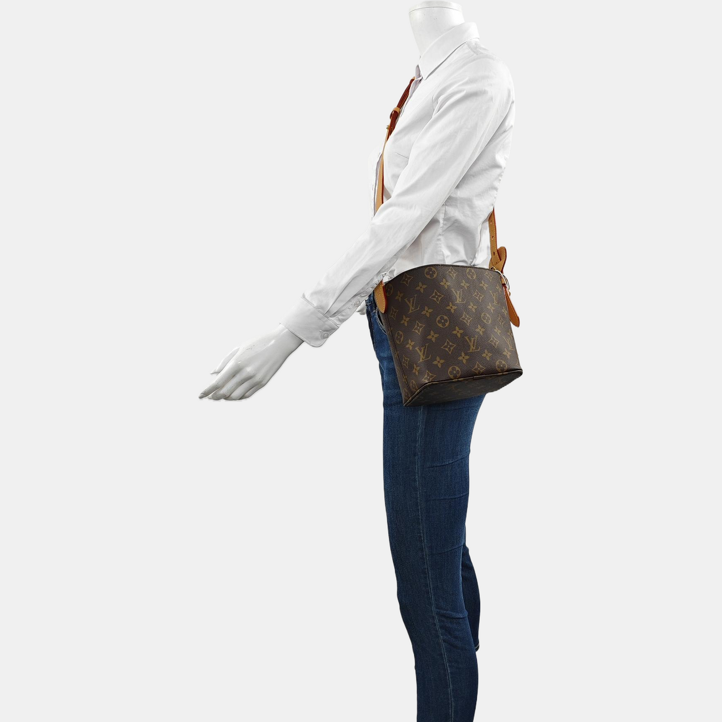 LOUIS VUITTON ALL IN small size brown coated canvas Monogram shoulder bag, handbag with gold hardware and inner pocket-(SKU)-963709822