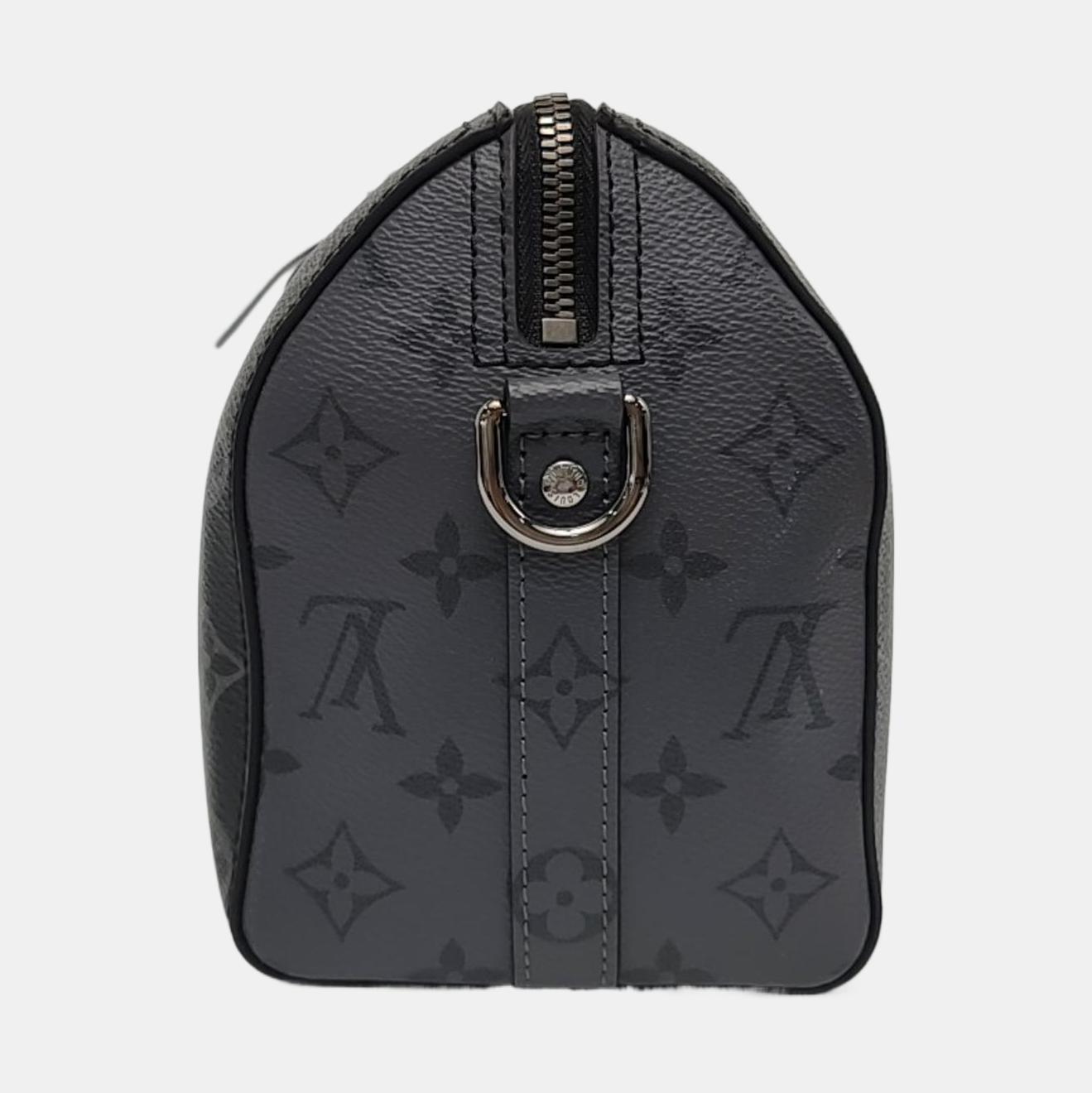 LOUIS VUITTON KEEPALL Black Coated Canvas Monogram Black Samurai Single Shoulder Bag Crossbody Bag with Silver Hardware and Removable Strap-(SKU)-964122055